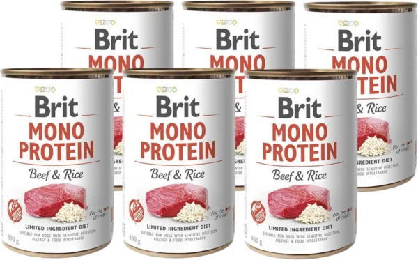 BRIT 'MONO PROTEIN BEEF &' - BROWN RICE (6x400g)