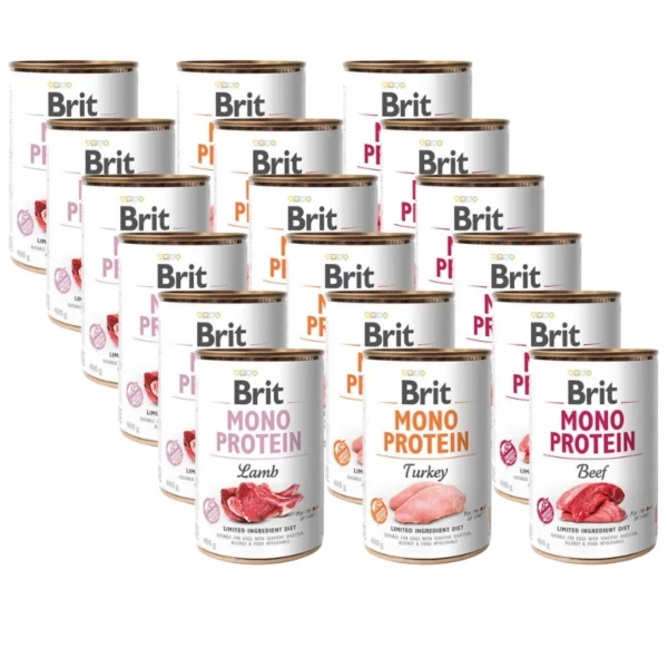 BRIT 'MONO PROTEIN' - Mix Smaków (18x400g)