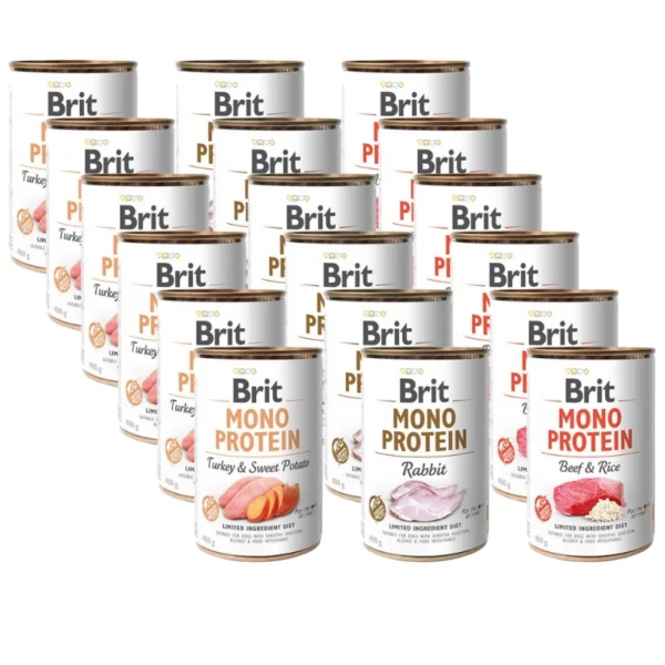 BRIT 'MONO PROTEIN' - Mix Smaków (18x400g)
