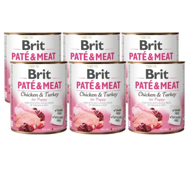 BRIT 'PATÉ&MEAT CHICKEN&TURKEY' - FOR PUPPY (6x800g)