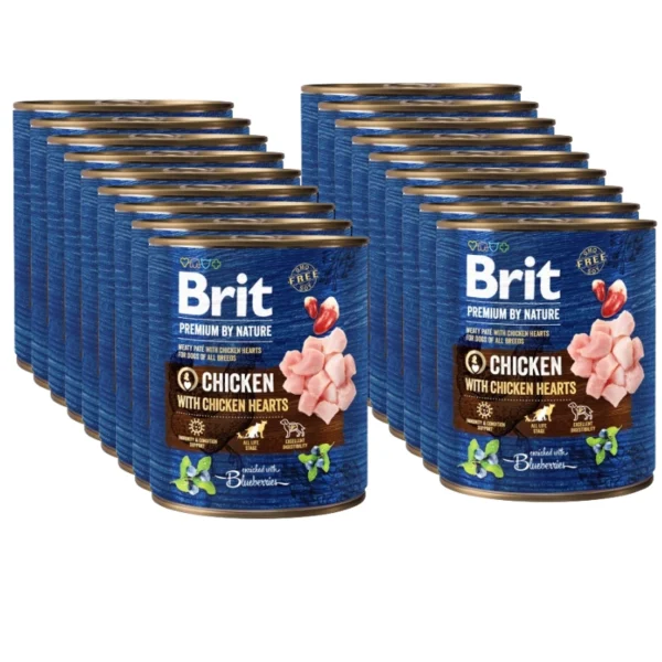Brit 'Premium by Nature Chicken With' - Chicken Hearts (18x800g)