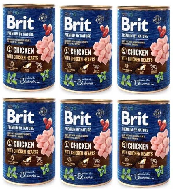 Brit 'Premium by Nature Chicken With' - Chicken Hearts (6x400g)