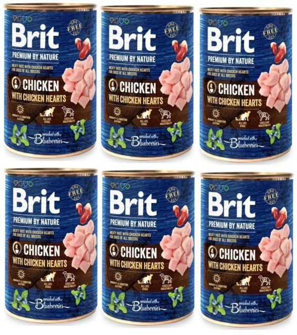 Brit 'Premium by Nature Chicken With' - Chicken Hearts (6x800g)