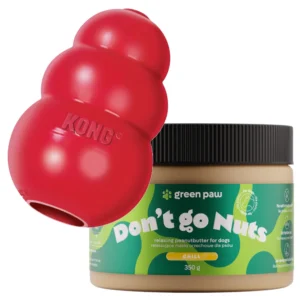 KONG Classic L + Green Paw Don’t go Nuts 350g – CBD-maapähklivõidega